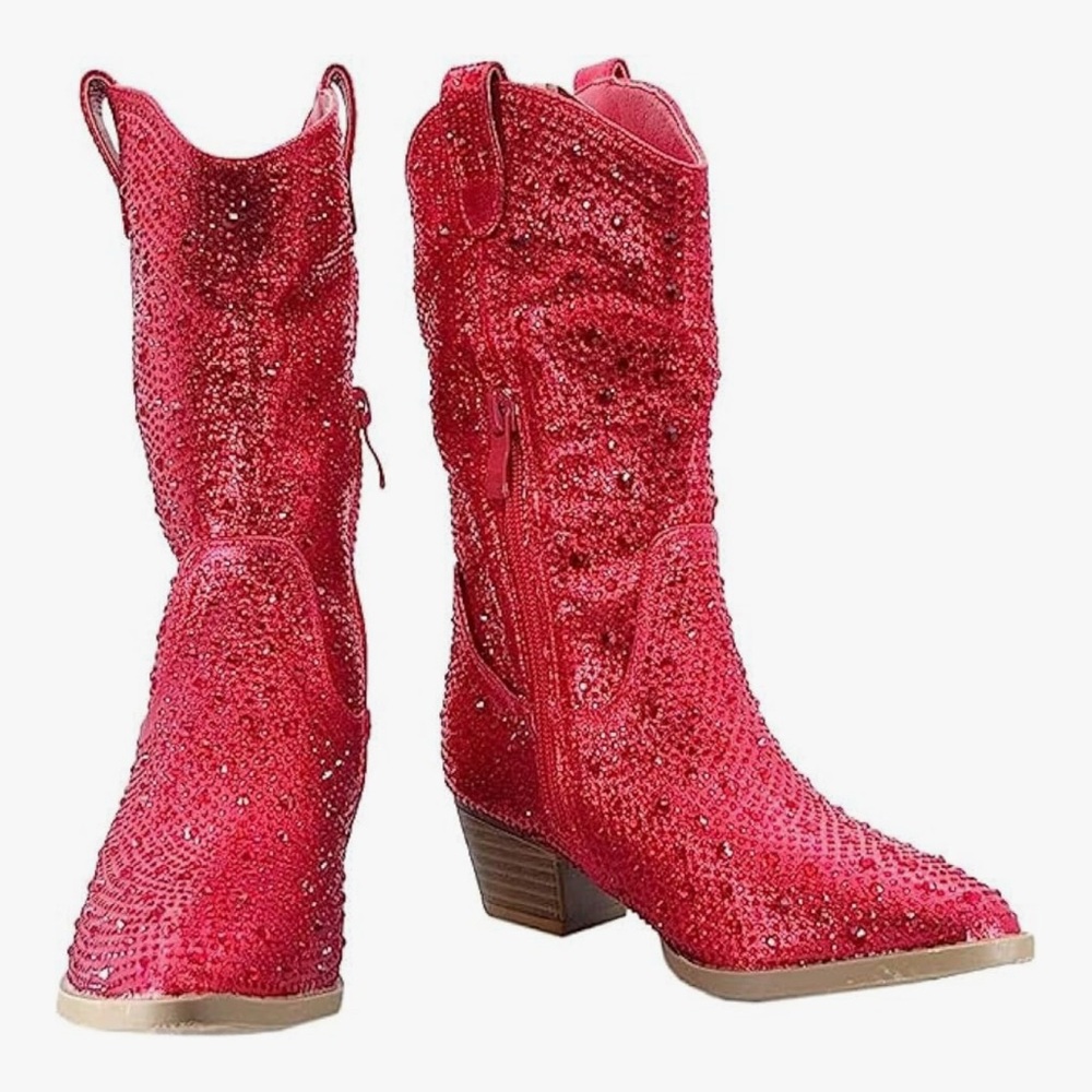 Red Sparkle Kids Cowboy Boots size 4